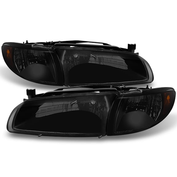 AKKON - For Pontiac Grand Prix Black Smoked Headlights Headlamps Driver Left + Passenger Right Replacement Pair