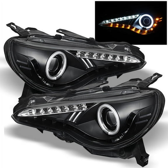 AKKON - For Scion FR-S Black Bezel CCFL Halo DRL LED Strip Design Halogen Type Projector Headlights Front Lamps