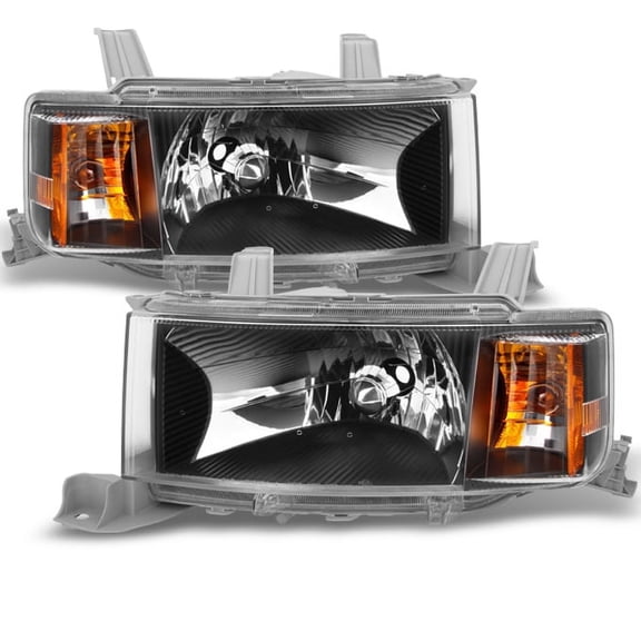 AKKON - For Scion xB Black Front Headlights Head Lamps Driver Left Passenger Right Side Replacement Pair Set
