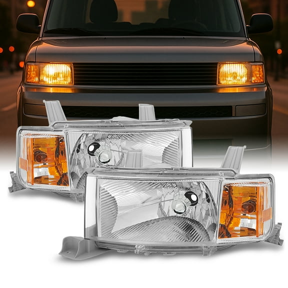 AKKON - For Scion xB Clear Front Headlights Head Lamps Driver Left + Passenger Right Side Replacement Pair Set