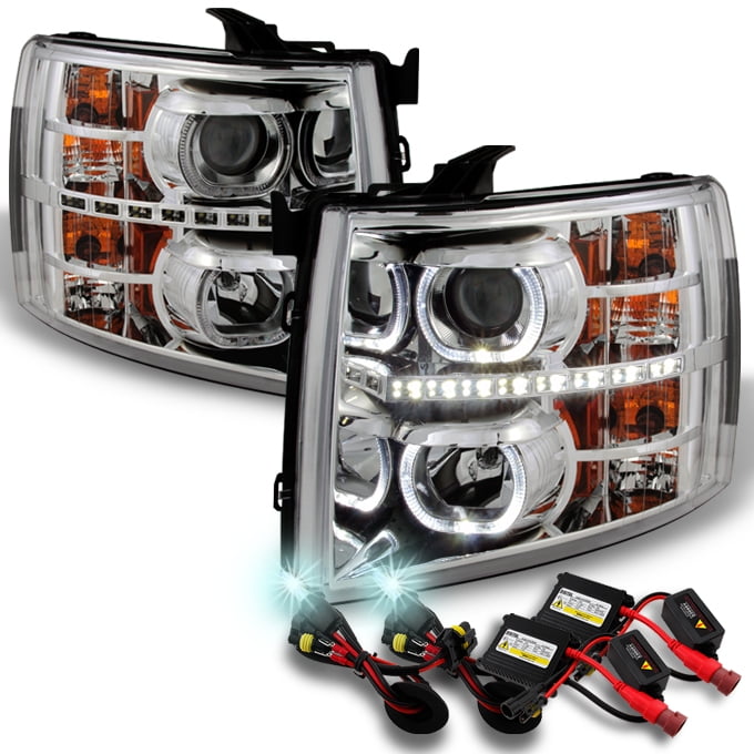 AKKON For Silverado Chrome Exclusive Halo Projector SMD DRL LED