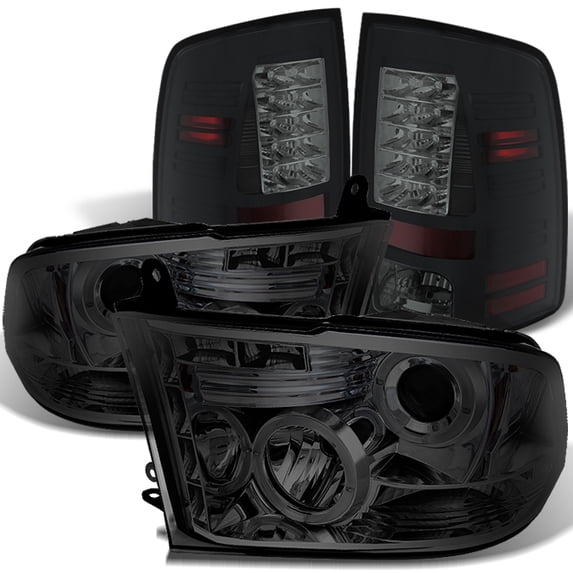 AKKON - For Smoked 2009-2018 Dodge Ram 1500 2500 3500 Projector LED Headlights+Black Smoked LED Tail Lights