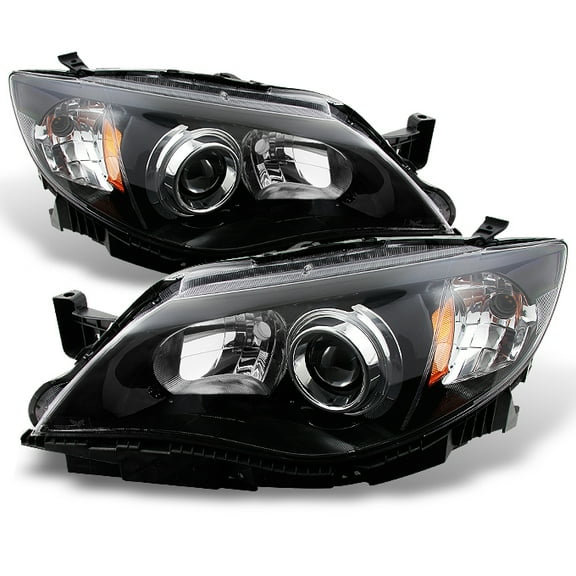 AKKON - For Subaru Impreza WRX Projector Headlights Black Driver/Passenger Headlamps