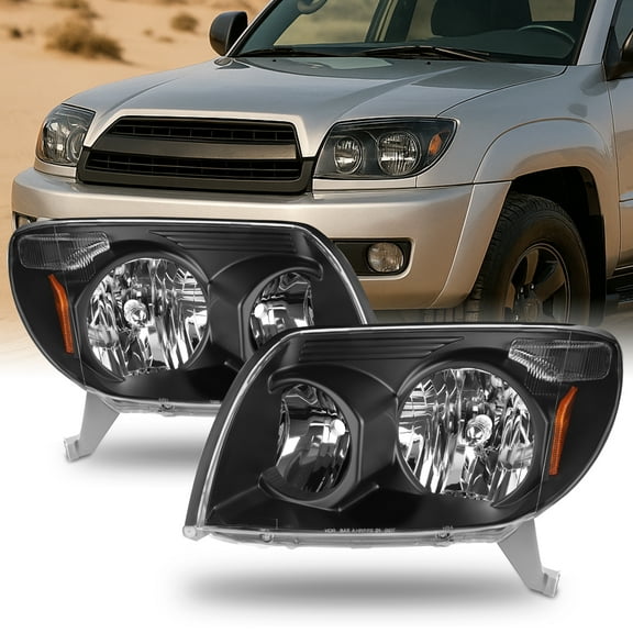 AKKON - For Toyota 4Runner Sport SUV Replacement Black Headlights Driver/Passenger Head Lamps Pair New