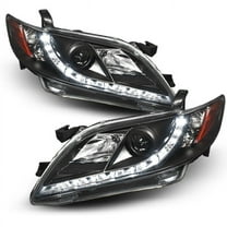 AKKON - For Toyota Camry Black Bezel DRL Daylight LED Strip Projector Headlights Front Lamp Left Right Pair