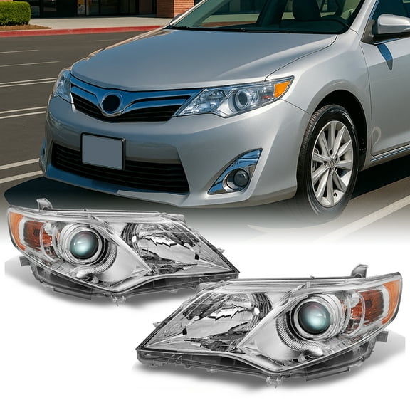 AKKON - For Toyota Camry Chrome Clear Projector Headlights Driver Left + Passenger Right Side Replacement Pair