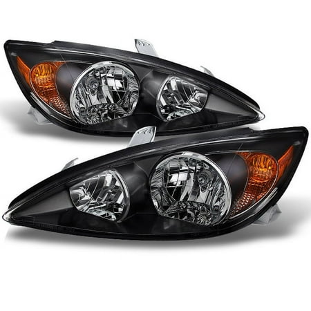 (4 pack) Black Fits 2002 2003 2004 Toyota Camry LE SE XLE Headlights Replacement LH+RH