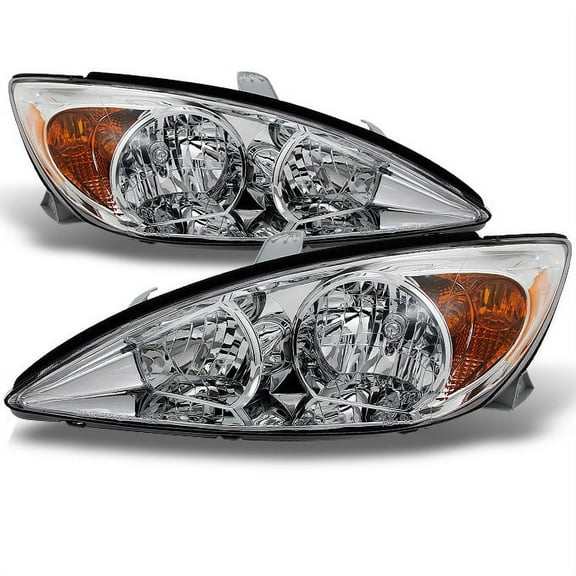 AKKON - For Toyota Camry LE SE XLE Chrome Clear Headlights Front Lamps Replacement Left + Right Pair set