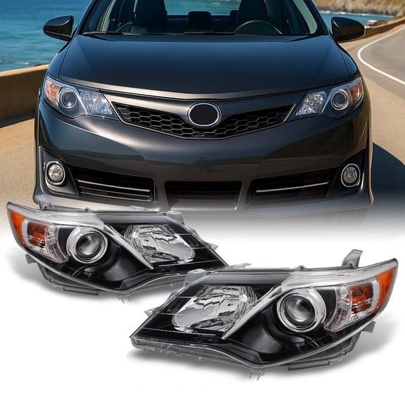 AKKON - For Toyota Camry SE Version Black Projector Headlights Lamp Driver Left + Passenger Right Replacement