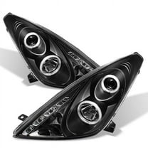 AKKON - For Toyota Celica Black Bezel Dual Halo Projector DRL LED Headlights Driver/Passenger Replacement Lamps