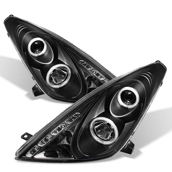 AKKON - For Toyota Celica Black Bezel Dual Projector DRL LED Headlights Driver/Passenger Replacement Lamps