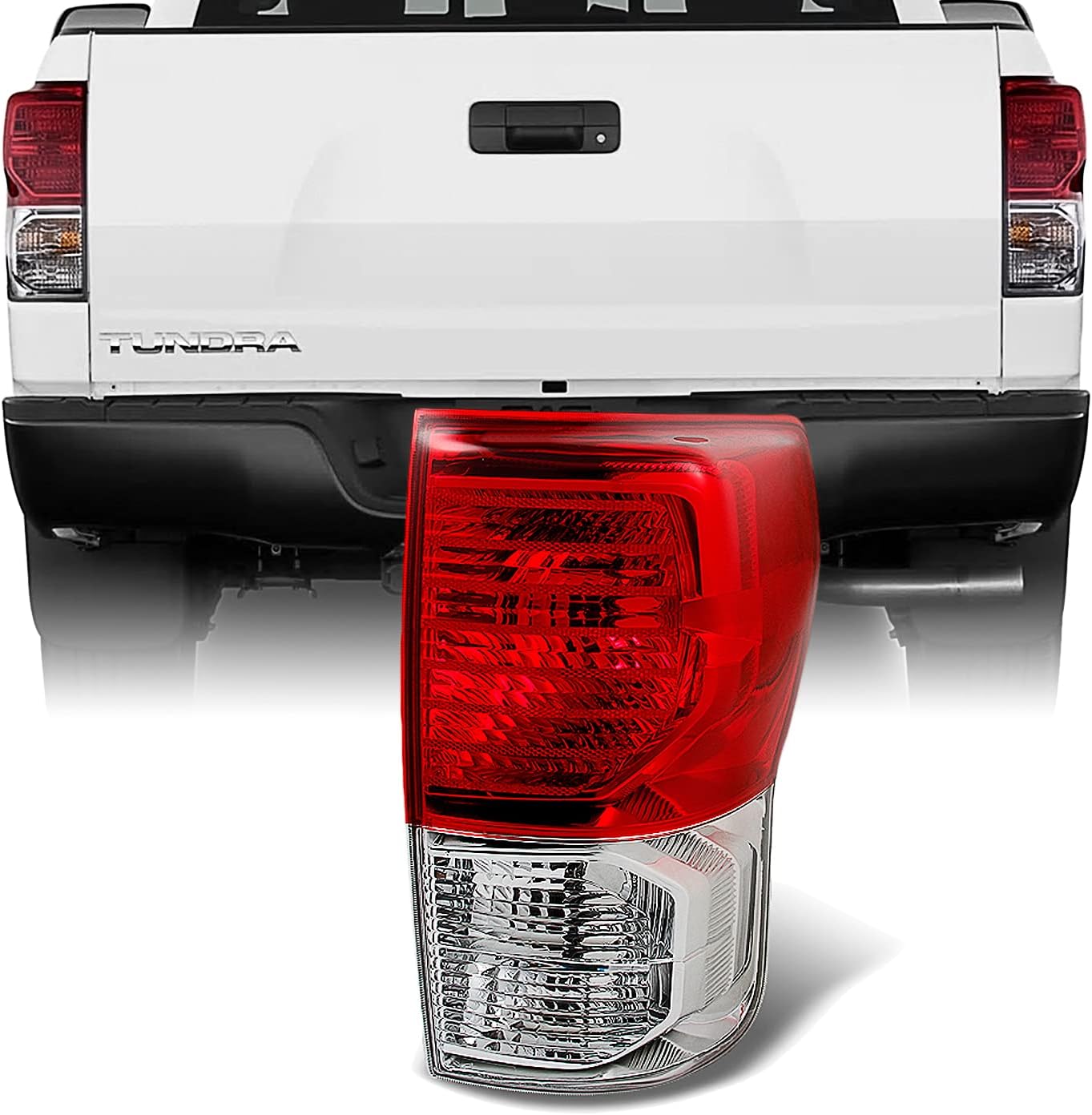 AKKON For Toyota Tundra Pickup Truck Red Clear Tail Light Rear Brake