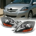 thumbnail image 1 of AKKON - For Toyota Yaris 4 Doors Sedan Chrome Headlights Driver and Passenger Side Replacement Pair Set, 1 of 6