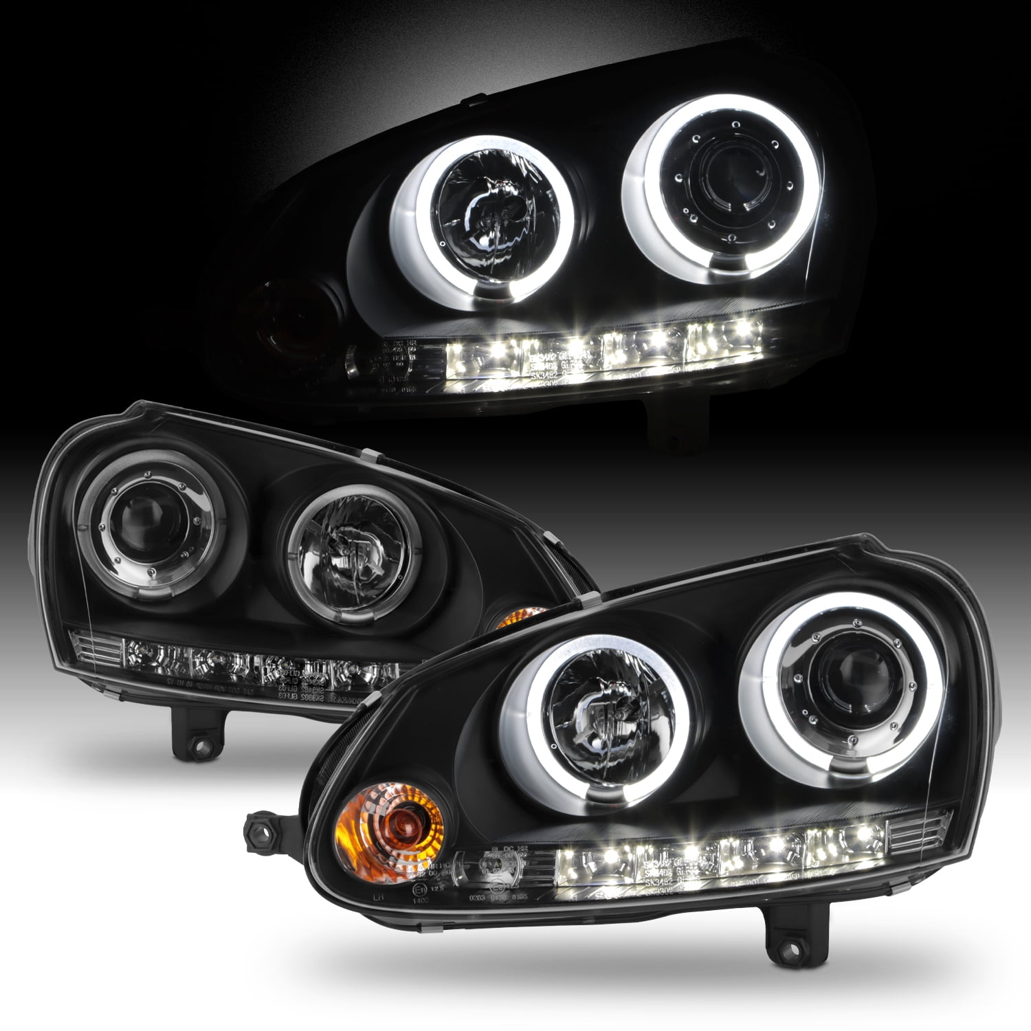 AKKON - For VW Rabbit GTI Jetta R32 Black Bezel Halo DRL LED Strip ...