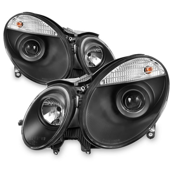 AKKON - [HID/Xenon Type] Black Bezel For 2003-2009 Mercedes Benz W211 E-Class 4Doors DRL Projector Headlights Left+Right Pair
