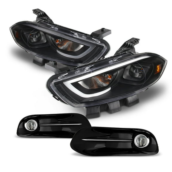 AKKON - LED Headlights + Fog Lamps Set For 2013-2016 Dodge Dart Projector Pair Housing