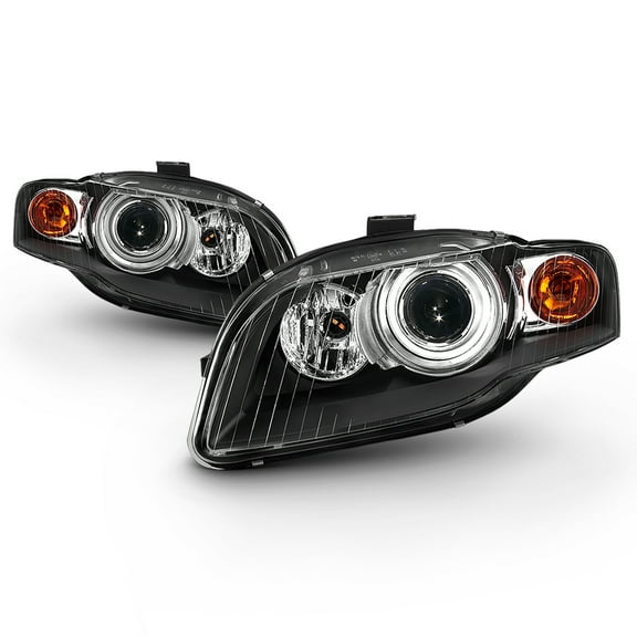 AKKON - Pair Black Headlights Fits 2005-2009 Audi A4 S4 2007-2008 RS4 2009 Cabriole [HID Style] w/o AFS Left+Right