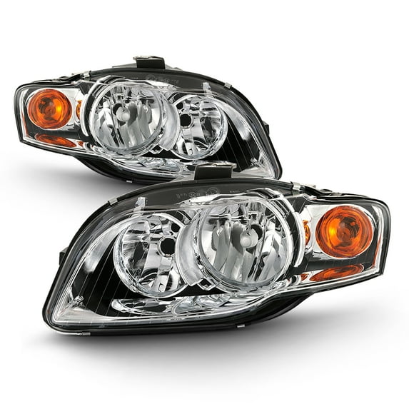 AKKON - Pair Halogen Style Headlamps Fits 2005-2009 Audi A4 S4 2007-2008 RS4 2009 Cabriole Left+Right Chrome Headlights