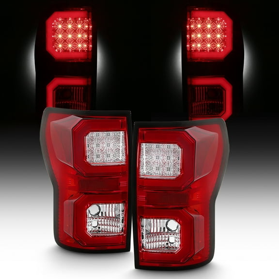 AKKON - Red Tail lights For 2007-2013 Toyota Tundra Pickup Truck Tube Lamp Bar LED Driver + Passenger Pair 07-13