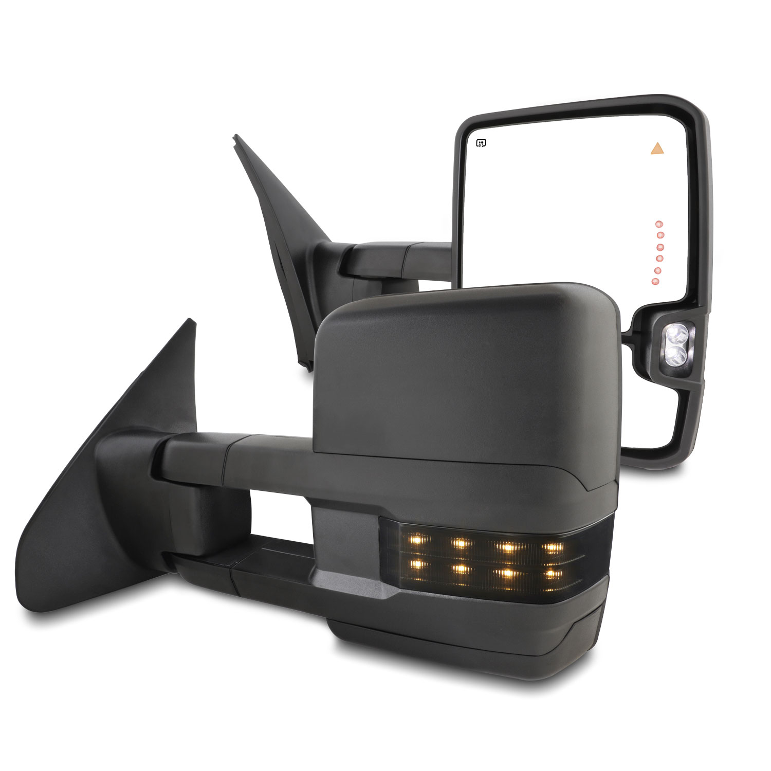 AKKON - Towing Side Mirrors For 2007-2021 Toyota Tundra Black Pair Left+Right w/ Heated & Blind Spot Turn Signal