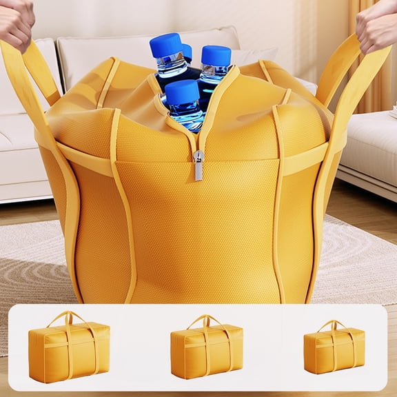 AKLJWH Large Capacity Yellow Storage Bag, Heavy Duty Organizer for Clothes, Quilts, Blankets, Moving Tote for Dorm Essentials, Home Organization, Relocation Packing【S,19.7"×7.1"×15.7"】