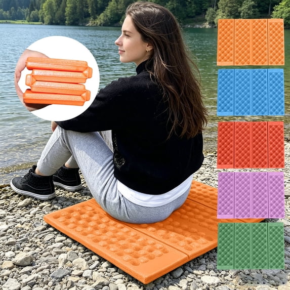 AKLJWH Stadium Seat Pad, Foldable Seat Pat Cushion, Picnic Cushions for Bleachers, Outdoor Hiking, Backpacking, Fishing, Concert, Mountaineering, Orange