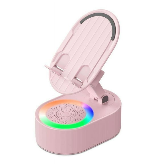 Wireless Induction Audio Bluetooth Speaker 5in1 Cellphone Holder USB Emergency Rechargeable (3000mAh) Portable Power Mobile Tablet Stand with Colorful Ambient Light Gifts for Friend, Family