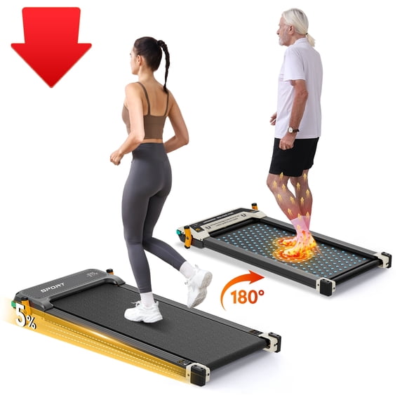 AKLUER 2-in-1 Walking Pad Treadmill with Incline & Foot Massage, 2.5HP Quiet Motor, Portable Design, LED Display, 0.6–4.0 MPH, 330 lb Capacity