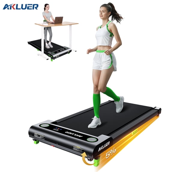 AKLUER 480L-A Under Desk Treadmill with Incline,2.5HP Walking Pad for Home Office,330 lbs Capacity,Remote Control,LED Display,Portable Compact Treadmill