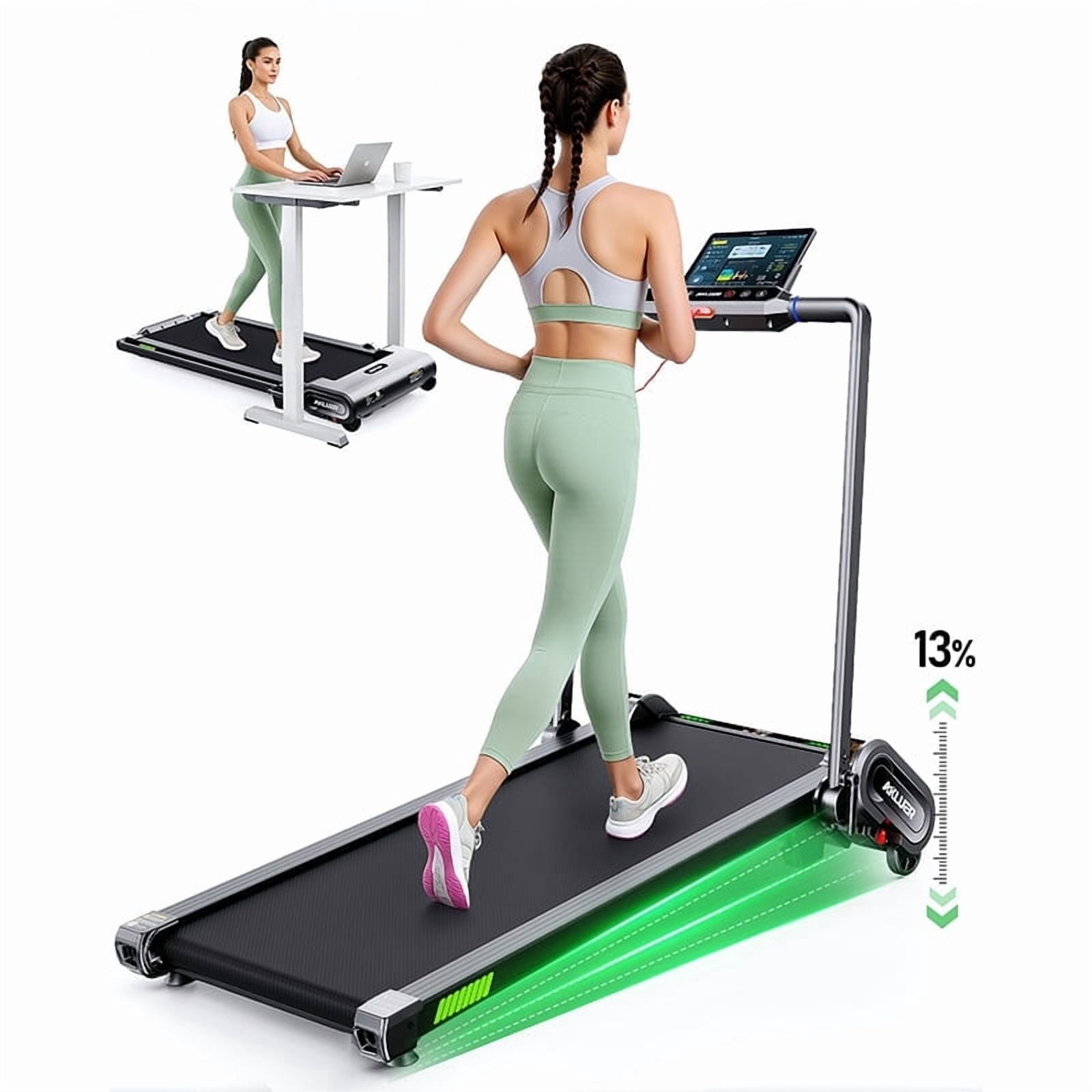 AKLUER 6-Level Auto Incline Walking Pad - 2.5HP Under Desk Treadmill, 330Lb Capacity, Remote Control & LED Display, Foldable for Home/Office