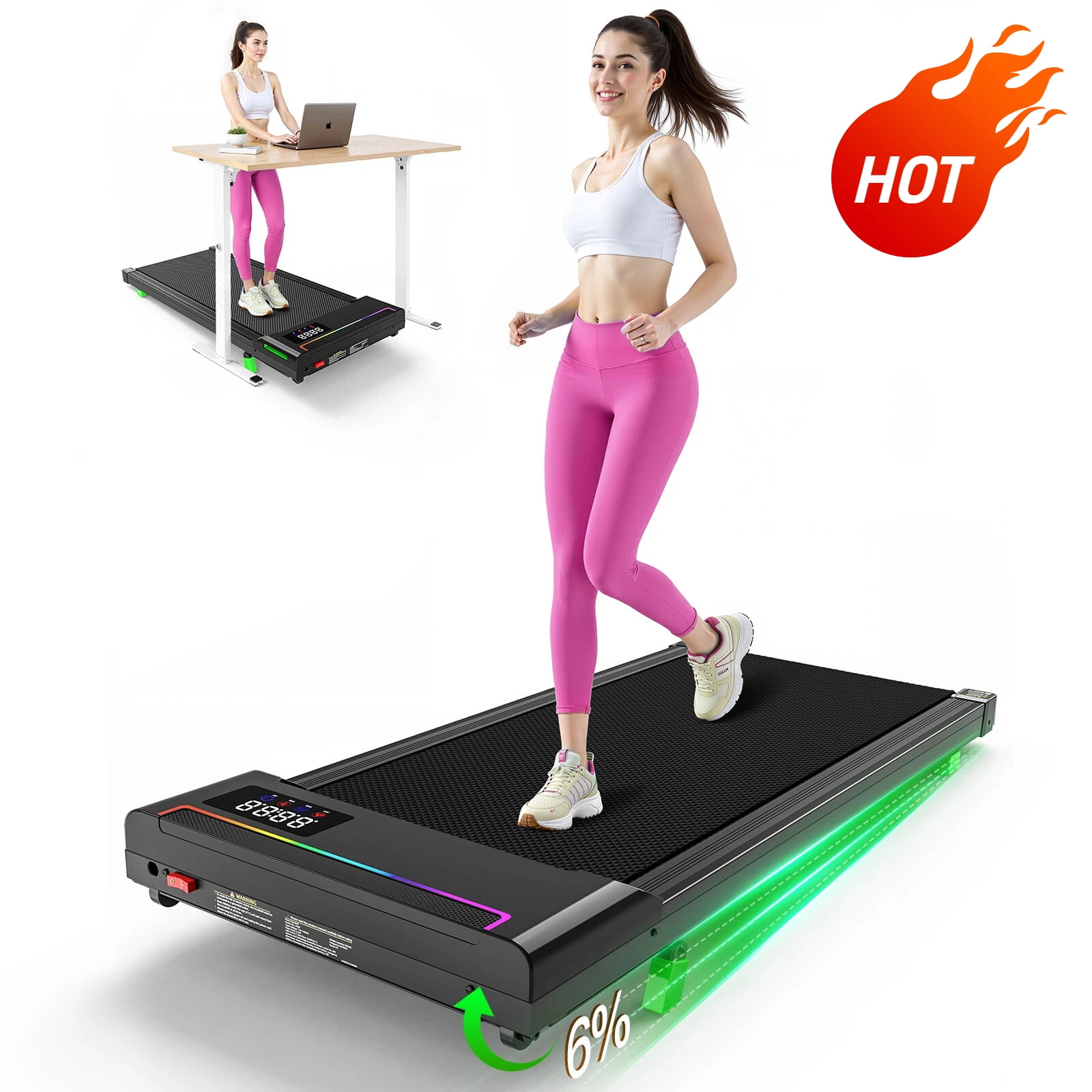 AKLUER P03B Under Desk Walking Pad Treadmill with Remote Control, 2.5 ...