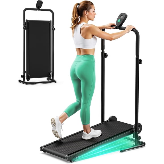 AKLUER RJ401 Non-Motorized Treadmill: 5% Incline, 3 Speed Levels, 330lbs Capacity, Anti-Slip Belt, LED Display & Shock Absorption, Compact Home Gym Black