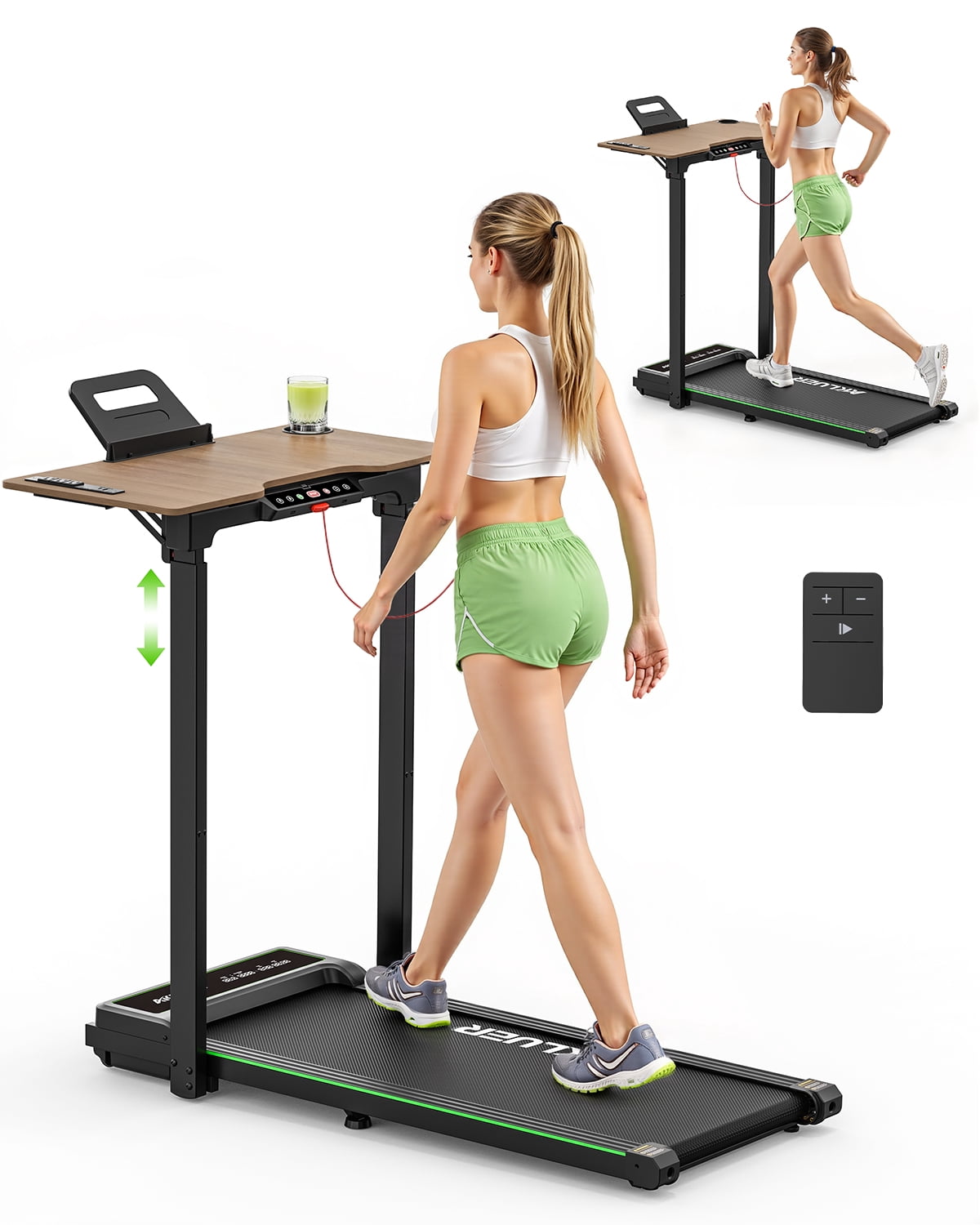 AKLUER Walking Pad Treadmill, 2.5HP Desk Treadmills, 45dB Silent Operation, Foldable Treadmill with Remote Control, for Home Office, 330lbs Capacity