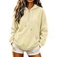 thumbnail image 1 of AKOEE 1/4 Zip Hoodie Pullover for Women Drawstring Hooded Baggy Sweatshirts with Pocket Fall Winter Tops (L, Khaki), 1 of 7