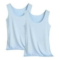 thumbnail image 1 of AKOEE 2 Pack Silky Satin Tank Tops for Women Ultra Soft Lightweight Sleeveless Pajama Shirt Scoop Neck Vest (2XL, Light Blue), 1 of 4