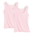 thumbnail image 1 of AKOEE 2 Pack Silky Satin Tank Tops for Women Ultra Soft Lightweight Sleeveless Pajama Shirt Scoop Neck Vest (2XL, Pink), 1 of 5