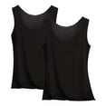 thumbnail image 1 of AKOEE 2 Pack Silky Satin Tank Tops for Women Ultra Soft Lightweight Sleeveless Pajama Shirt Scoop Neck Vest (M, Black), 1 of 6
