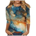 thumbnail image 1 of AKOEE 3/4 Sleeve Tops for Women Plus Size S-3X Graphic Tee Shirts Sky Galaxy Printed Cotton Crewneck Tshirts (3XL, Multicolor 06), 1 of 5