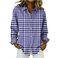 thumbnail image 1 of AKOEE Button Down Plaid Shirts for Women Regular Fit Long Sleeve Casual Lapel Collar Blouses Christmas Outfits (M, Purple 01), 1 of 3