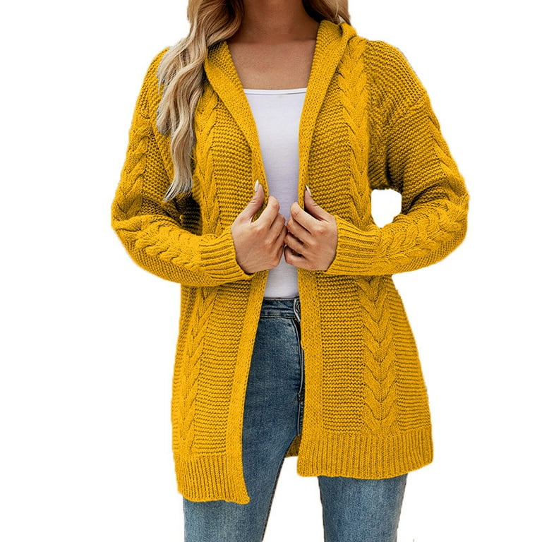 Yellow hooded cardigan sale