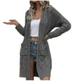 thumbnail image 1 of AKOEE Cable Knit Sweater Long Jackets Women Full Sleeve Casual Fashion Open Front Cardigan Outwear with Pockets (Large, Gray), 1 of 5