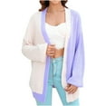 thumbnail image 1 of AKOEE Colorblock Cardigan Sweater Womens Trendy Casual Dropped Shoulder Long Sleeve Open Front Knitwear Jacket (Small, Purple), 1 of 6