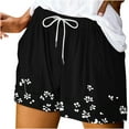 thumbnail image 1 of AKOEE Comfy Summer Shorts Soft Drawstring High Waist Stripes/Floral/Tie Dye Graphic Print Womens Short Pants (S, Black 02), 1 of 5