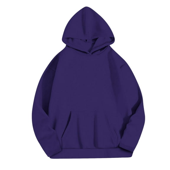 AKOEE Cotton Baggy Sweatshirt Pullover for Women Long Sleeve Midweight Hoodie Warm Comfy Jumper Winter Tops (S, Purple)
