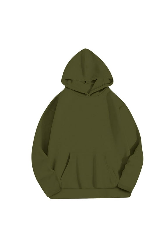 Cotton Baggy Sweatshirt Pullover for Women Long Sleeve Midweight Hoodie Warm Comfy Jumper Winter Tops (XL, Army Green)