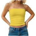 thumbnail image 1 of AKOEE Cotton Bandeau Tube Tops for Women Teens Y2k Cropped Going Out Tee Club Sleeveless Casual Base Undershirt (M, Yellow), 1 of 7