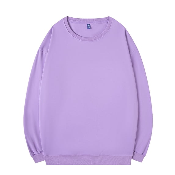AKOEE Cotton Crewneck Sweatshirts for Men Casual Fall Winter Base Pullover Solid Color Loose Comfy Sweater Tops (2XL, Purple)
