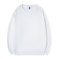 thumbnail image 1 of AKOEE Cotton Crewneck Sweatshirts for Men Casual Fall Winter Base Pullover Solid Color Loose Comfy Sweater Tops (S, White), 1 of 6