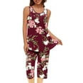 thumbnail image 1 of AKOEE Cotton Pajamas Loungewear Women 2 Piece Solid/Floral Print Sleeveless Pleated Tank Top with Knee Length Short Pants Sets (Small, Red 01), 1 of 7
