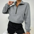 thumbnail image 1 of AKOEE Cotton Sweatshirts Half Zip Pullover Tops for Women Casual Fall Winter Crop Sweater Sportswear with Pocket (XL, Gray), 1 of 6